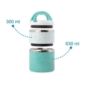 Thermos alimentaire 2 niveaux 930ml Bleu-Kiokids
