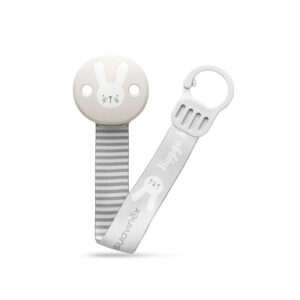 Attache-sucette hygge ruban lapin gris