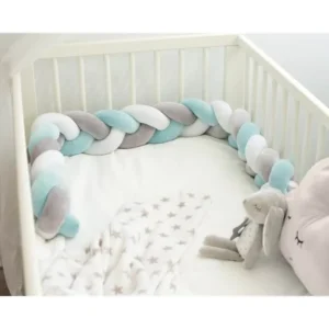 Tour de Lit tressé Bleu et Gris 1,50m Kiokids