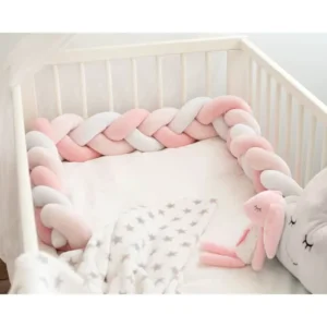 Tour de Lit tressé Rose et Blanc 1,50m Kiokids