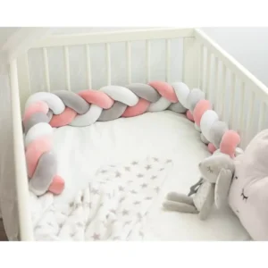 Tour de Lit tressé Rose et Gris 1,50m Kiokids