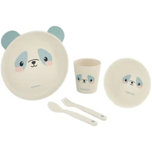 Set repas 6 pièces en bambou panda bleu