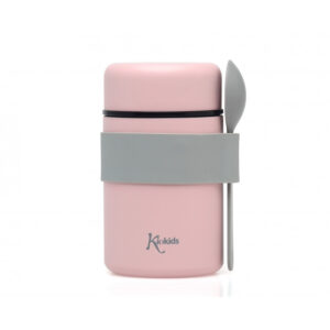 THERMOS POUR PURÉE D'ACIER INOXYDABLE 500ML AVEC CUILLÈRE ROSE KIOKIDS
