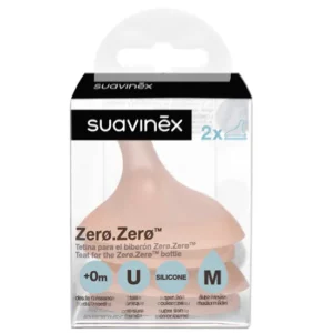 Suavinex Lot de 2 Tétines pour Biberon Zéro Zéro – Débit Moyen Idéale bébés allaités ou non