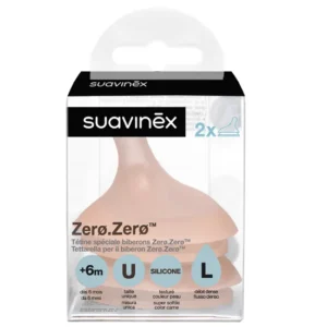 Suavinex Lot de 2 Tétines pour Biberon Zéro Zéro – Débit Rapide 6m+