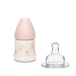 Suavinex – Flacon Hygge en Verre Vert à Débit Lent 0M+ Pack 120 Ml Bouteille Suavinex Hygge en verre Rose à débit lent 0M+