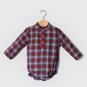 Chemise body col chemisier en tissu à carreau-Noory