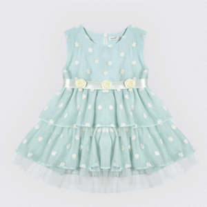Robe vert ciel en organza légère-Noory