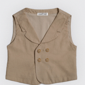 Gilet cérémonie en velours côtelé Beige-Noory
