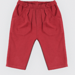 Pantalon en tissu 100 % coton rouge grenat-Noory